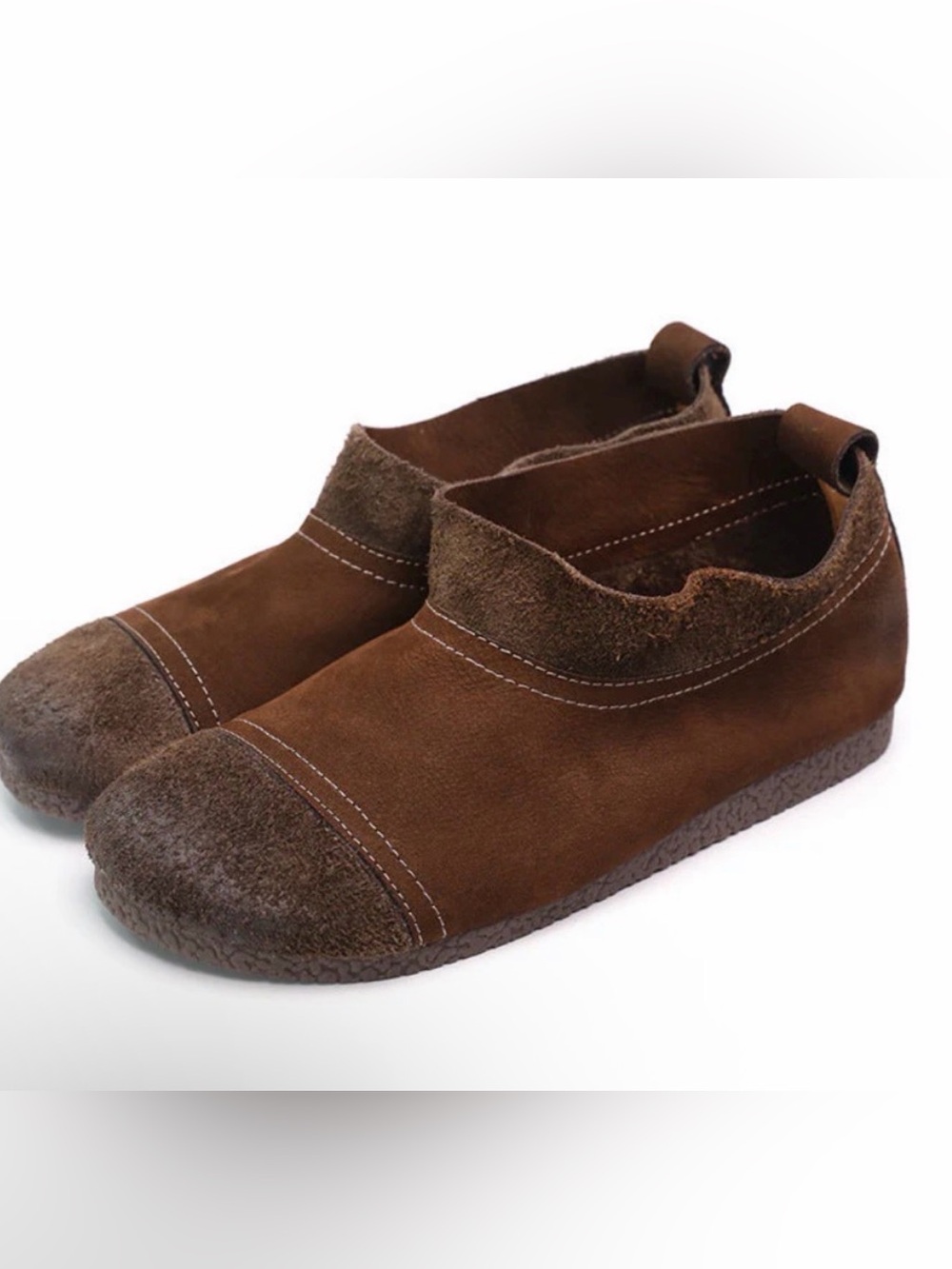 Dwarves Coffee Brown Leather Loafers Women’s   Slip On Flats Shoes Size: 8
